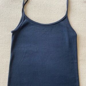 Brandy Melville Navy Scalopped Spaghetti Strap Top One Size